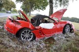 Orzeszkowo: Rozbite porsche po kolizji na drodze krajowej nr 24 [ZDJĘCIA]