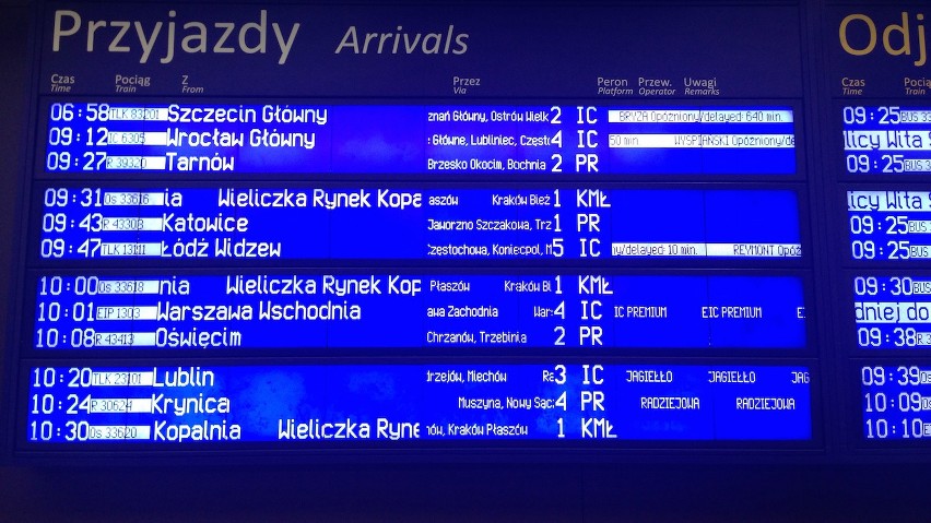 Pociąg z Krakowa opóźniony o ponad 10 godzin