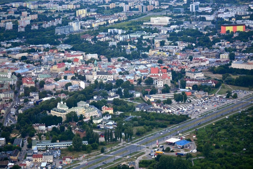 Lublin widziany z pokładu śmigłowca sokół