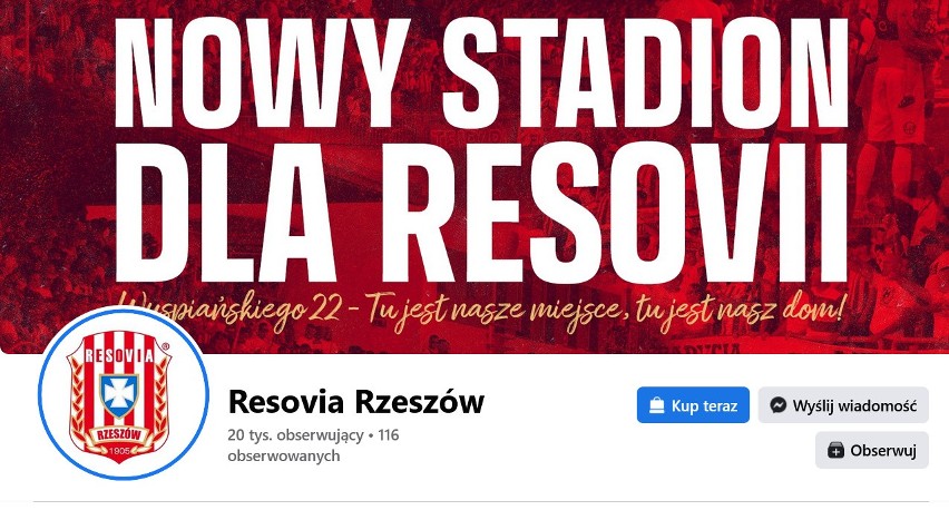 15. miejsce: Resovia Rzeszów - 20.000 obserwujących...