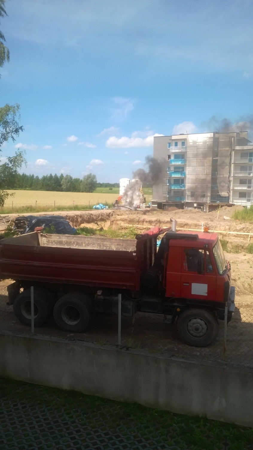 Pożar na budowie przy ul. Żytniej w Koszalinie [zdjęcia]