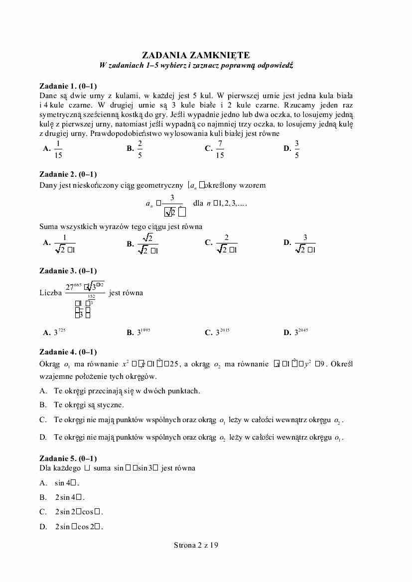 Matura 2015. Tak będzie wyglądać matura z matematyki (rozszerzenie). Rozwiąż test [TEST, ODPOWIEDZI]