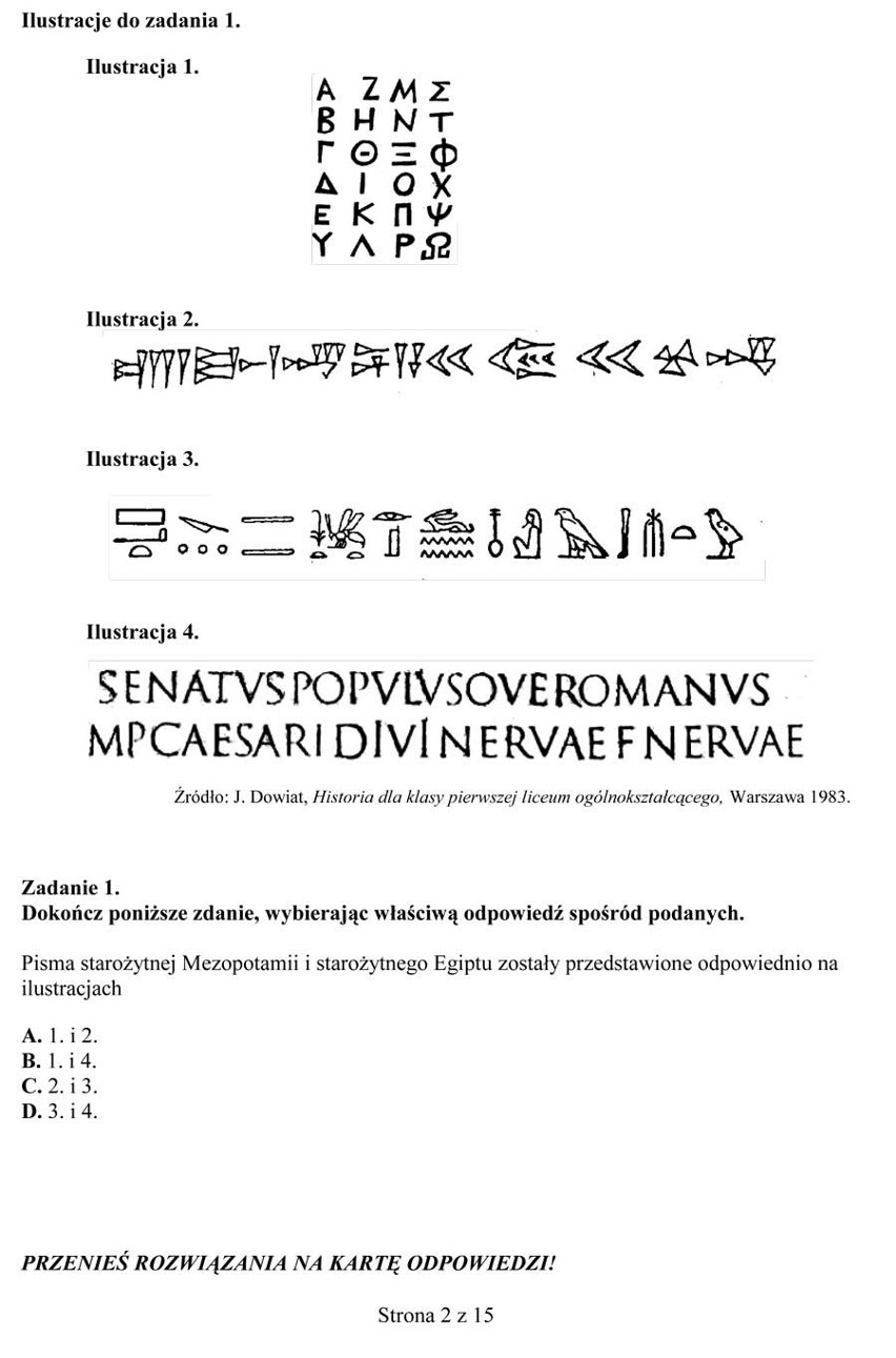 Próbny egzamin gimnazjalny 2012: Historia i WOS - test