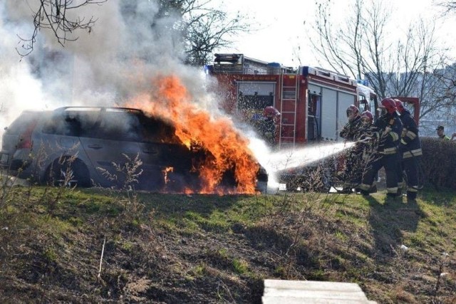 Auto gasiły dwa zastępy strażaków.