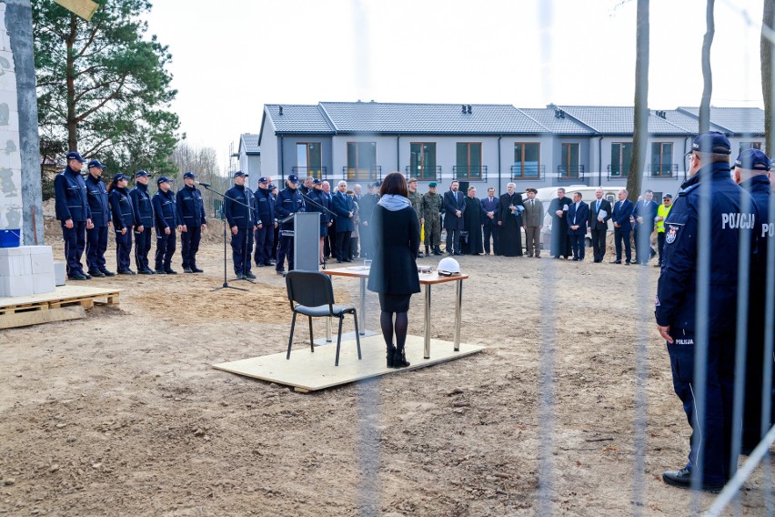 Zaścianki, budowa posterunku policji. Uroczystość wmurowania...