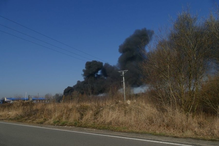 Pożar na terenie punktu skupu złomu i surowców wtórnych w...