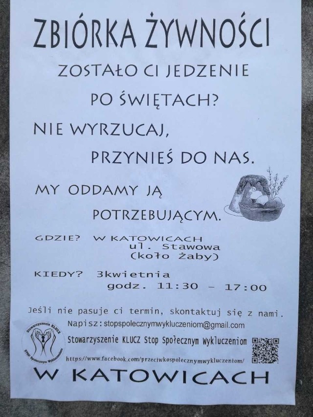 Stowarzyszenie „Klucz” Stop Społecznym Wykluczeniom organizuje w Katowicach poświąteczną zbiórkę żywności.