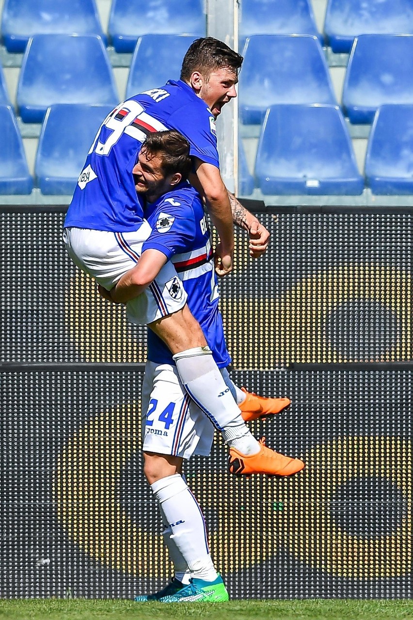 Gol Dawida Kownackiego w meczu Sampdoria – Cagliari (4:1)....