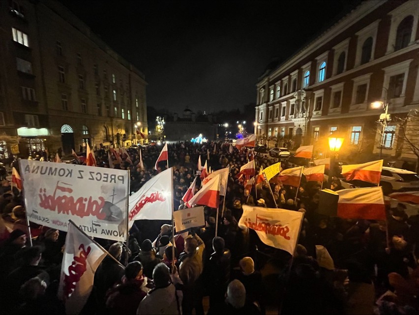 Protest na pl. Matejki w Krakowie, 5 stycznia 2024