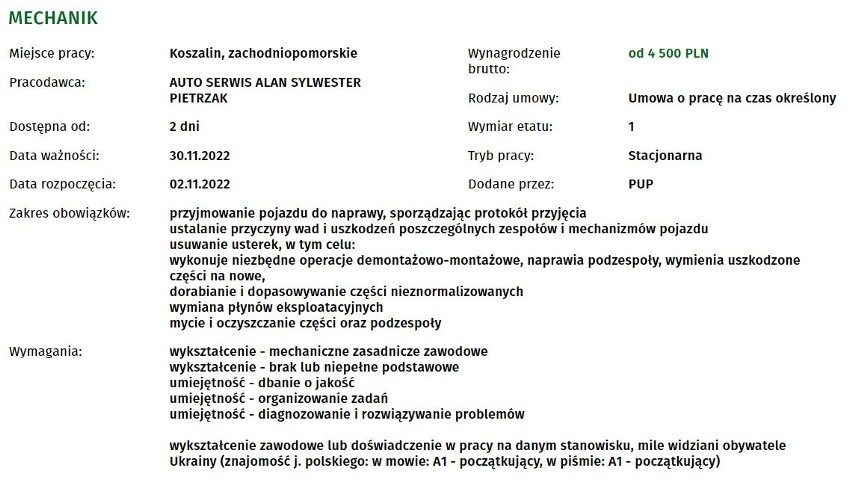 Sprawdź nowe oferty pracy w Koszalinie