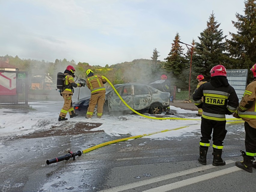 Pożar samochodu w Januszowicach