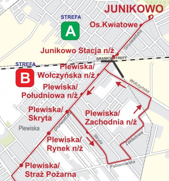 Trasa objazdów autobusu