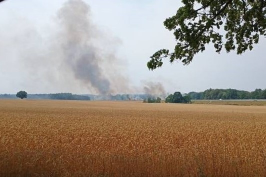 Pożar przy zjeździe z obwodnicy w Redzikowie