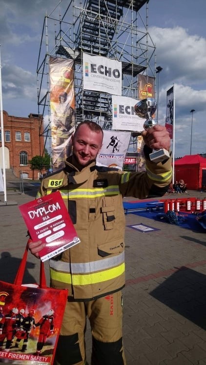 V Zawody Firefighter Combat Challenge 26.05.2019. Sukces Damiana Łebka z OSP Tanina.