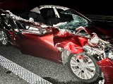 Wypadek na autostradzie A2. Pijany kierowca osobówki uderzył w tira