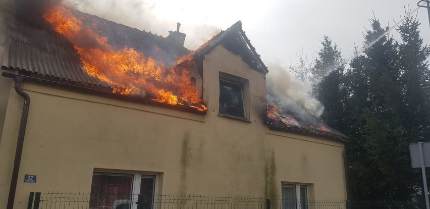 Pożar w Pruszczu Gdańskim [18.04.2020]. Płonął dach domu przy ul. Kopernika [ZDJĘCIA]