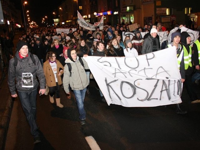 Protest przeciwko ACTA w Koszalinie.