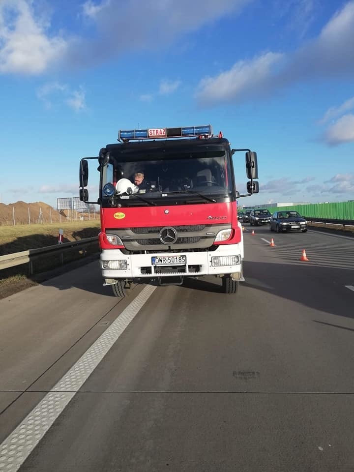 Interwencja straży pożarnej na 149. km autostrady