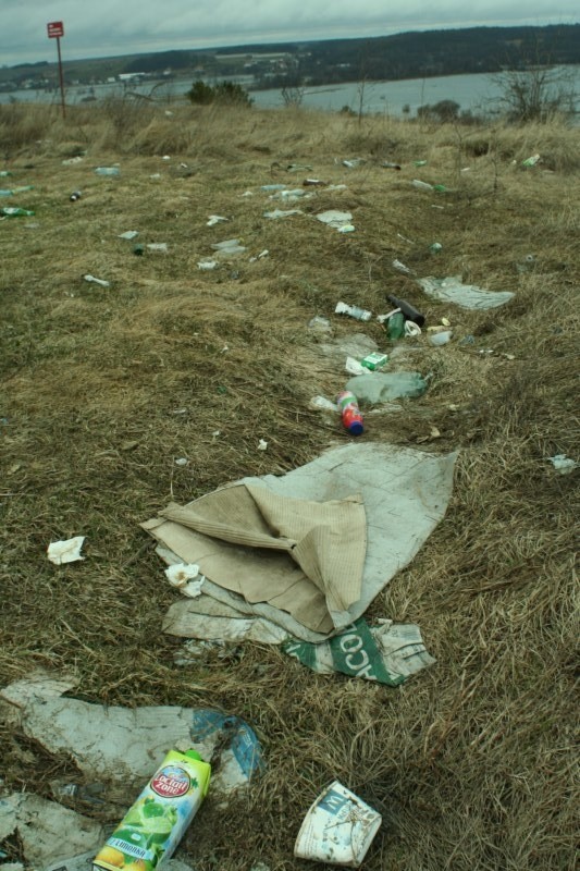 Wysypisko śmieci w parku krajobrazowym nad Narwią