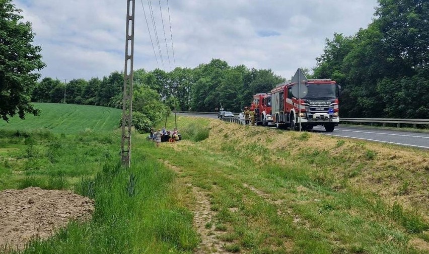 W Falniowie auto wypadło z drogi