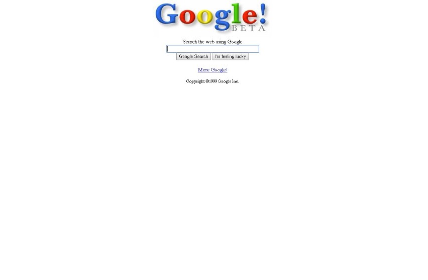 Strona główna Google'a z roku 1999