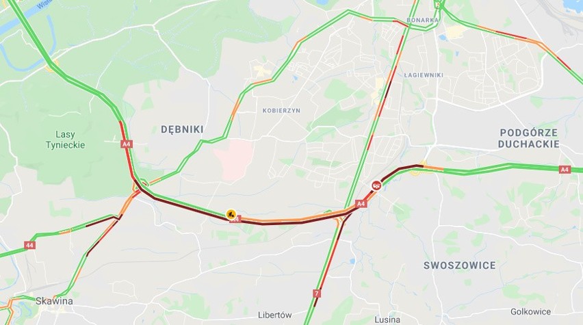 Wypadek na A4 spowodował dziś duży korek na obwodnicy...