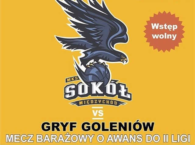 W sobotę zawodnicy międzychodzkiego Sokoła będą walczyć o awans drugiej ligi. Ich rywalami będą koszykarze goleniowskiego Gryfa.
