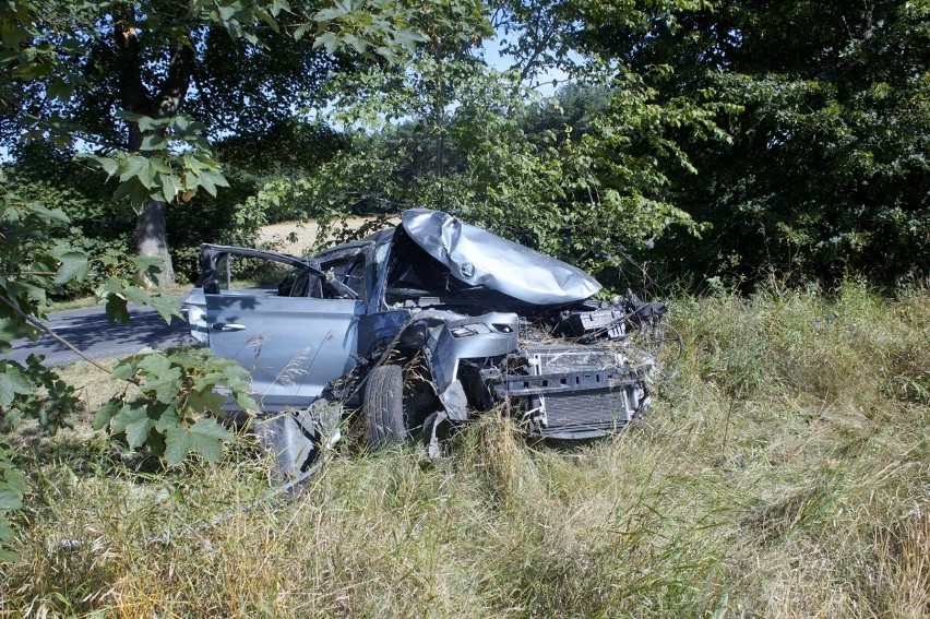 Poważny wypadek koło Głobina. Auto uderzyło w drzewo [ZDJĘCIA]