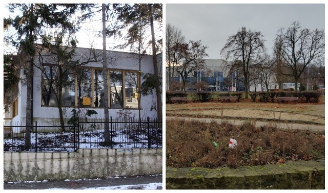 Pozostałości po lokalu "Maxim" (po lewej) oraz Park Rady Europy to kolejne, atrakcyjne nieruchomości, których zabetonowania nie życzą sobie mieszkańcy.