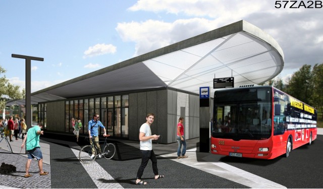 Wizualizacja nowego dworca autobusowego na os. Wieczorka w Piekarach Śląskich