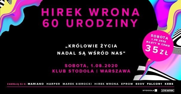 Hirek Wrona kończy 60 lat. Popularny dziennikarz muzyczny i didżej świętować będzie w warszawskiej Stodole. Możesz być na jego urodzinach