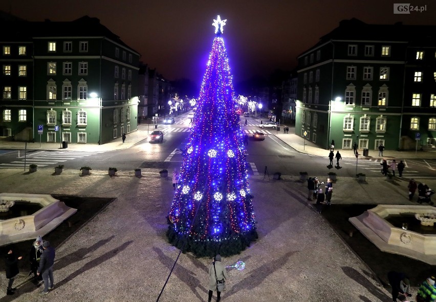 Świąteczna choinka rozbłysła przed Urzędem Miasta w Szczecinie [ZDJĘCIA]  