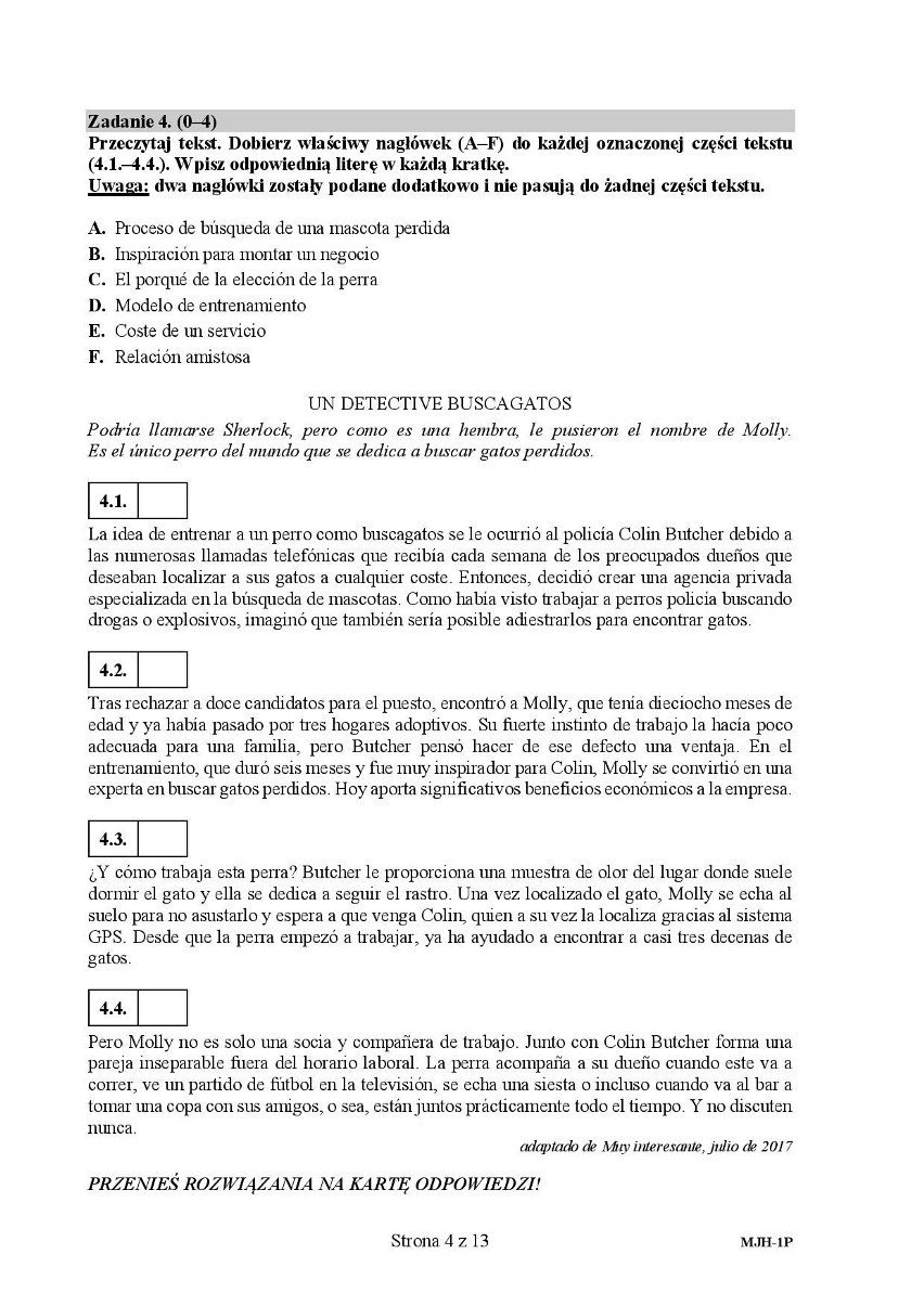 CKE opublikowało arkusz z matury z języka hiszpańskiego na...