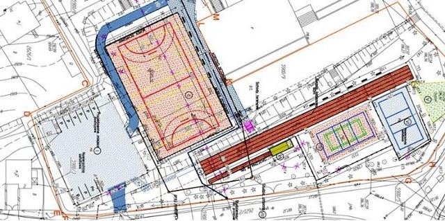 Plan boiska przy staszowskiej "jedynce".