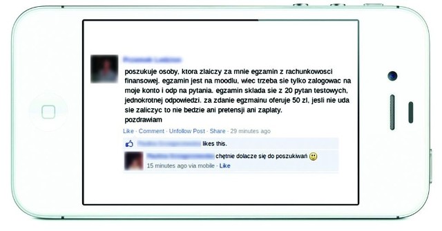 Takie ogłoszenie dał na Facebooku student wydziału ekonomii.