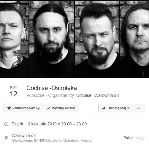 Cochise, zespół Pawła Małaszyńskiego, zagra w Ostrołęce