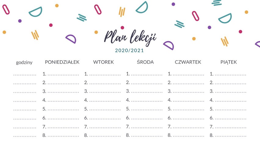 Plan lekcji DO DRUKU dla dzieci i młodzieży 2020/2021. Wzory planów lekcji do wypełnienia na komputerze w PDF i Word (.doc) POBIERZ