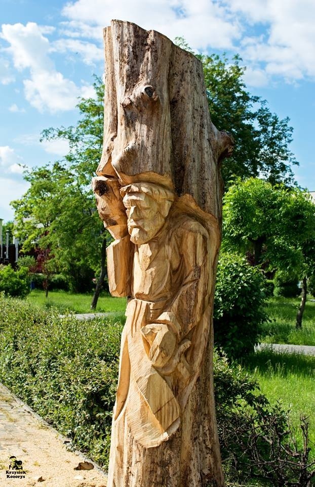 W Krasnymstawie powstały oryginalne rzeźby wykonane w pniach drzew