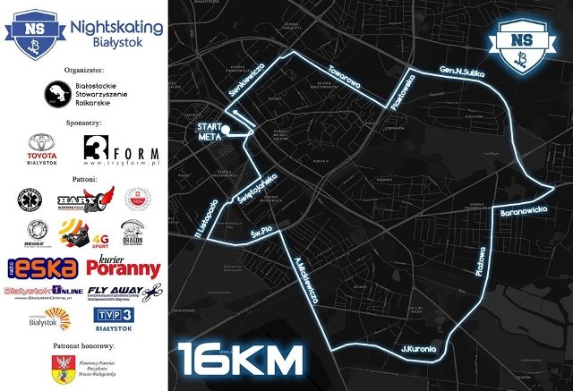 2 września na nocnych rolkarzy czeka 16-kilometrowa trasa.