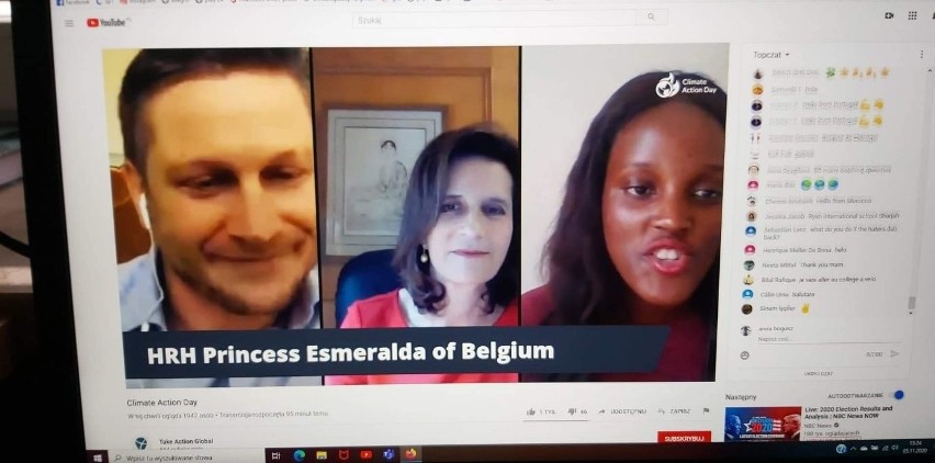 Screen z webinarium w księżną Belgii Marią Esmeraldą...
