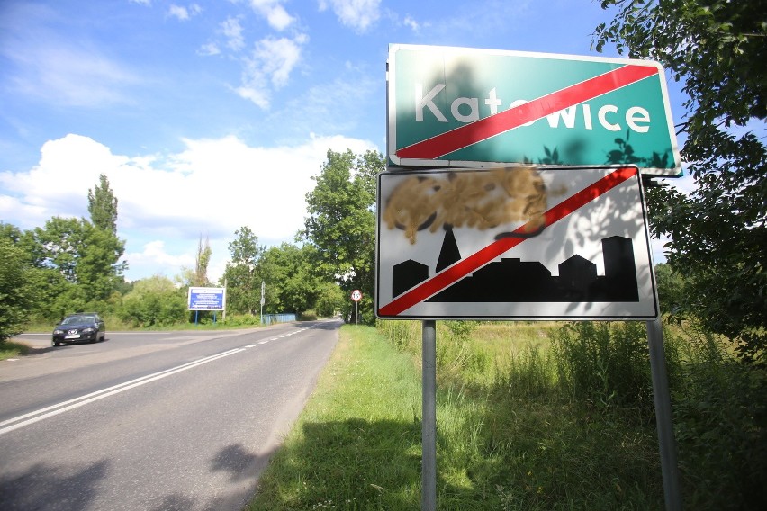Wandale zamalowali znaki Katowic na granicy z Sosnowcem [ZDJĘCIA]