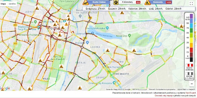 Od rana Poznań jest mocno zakorkowany