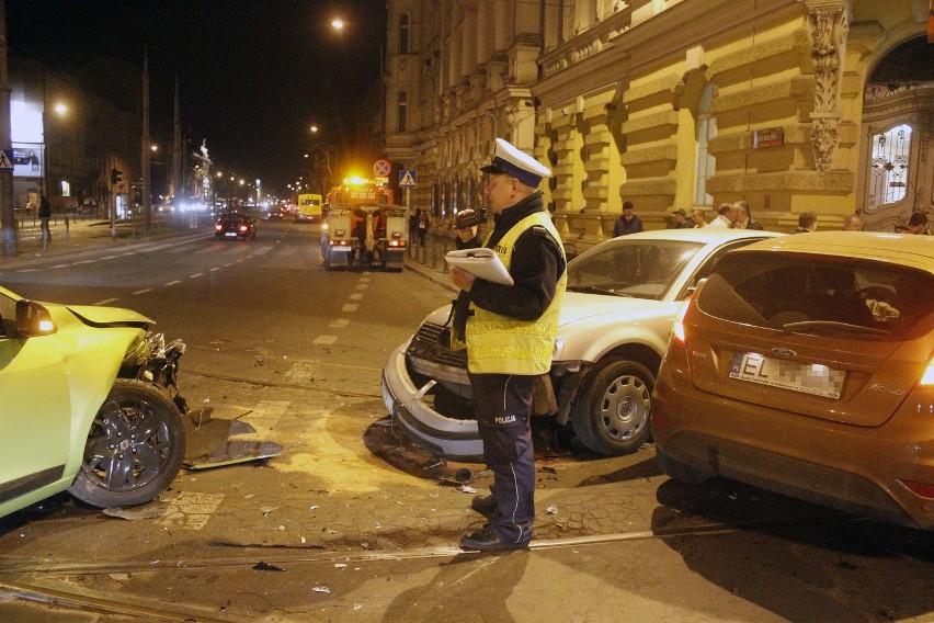 Wypadek u zbiegu Zielonej i Kościuszki w Łodzi