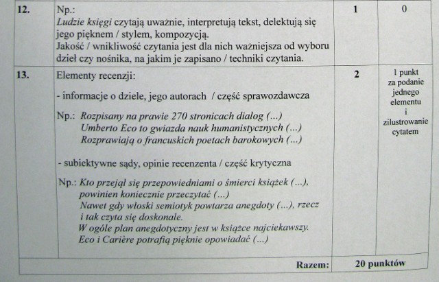 Matura próbna 2012, język polski - odpowiedzi