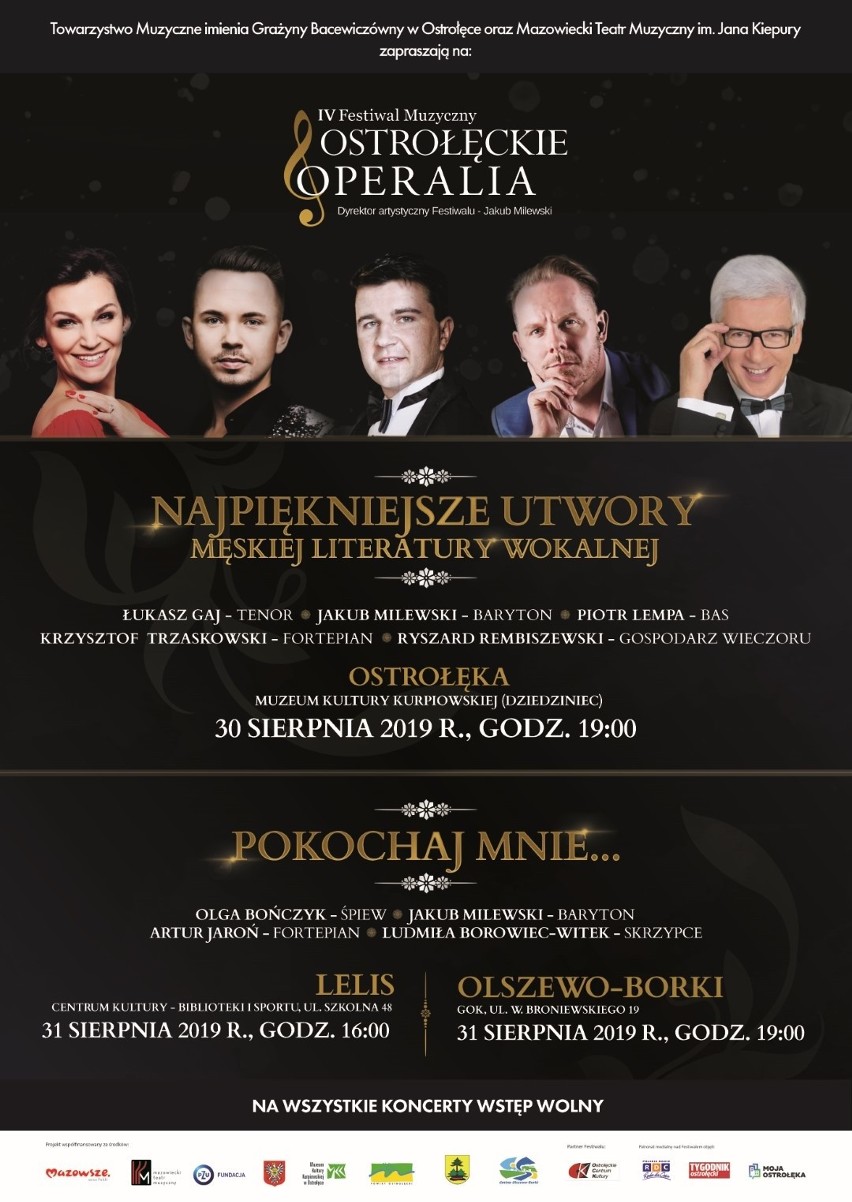 Ostrołęckie Operalia 2019 - IV festiwal muzyczny. Szczegółowy program