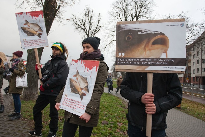Protest przeciwko sprzedaży żywych karpi (wideo, zdjęcia)