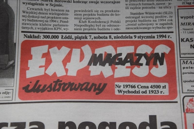 Wydanie z 7 stycznia 1994 roku  było trzydniowe ("Express...