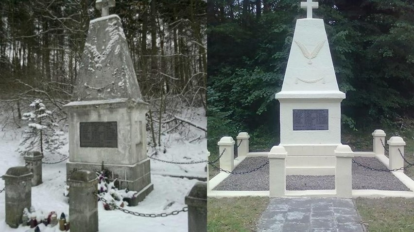 Stan przed i po renowacji pomnika w Dormowie. Połowę środków...