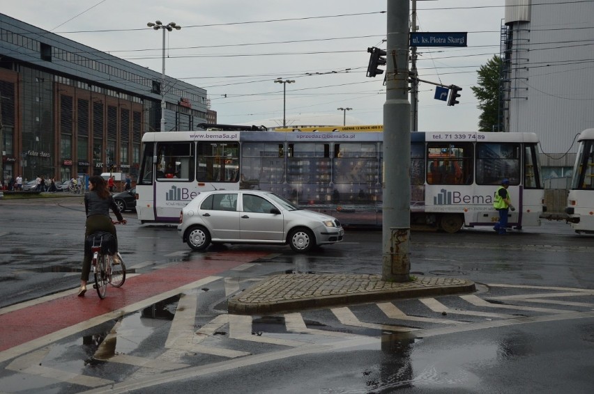 Wykolejenie tramwaju na ul. Piotra Skargi, 31.05.2016