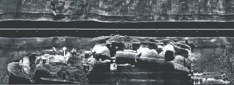 Zdjęcie sonarowe wraka statku-mogiły wojennej „Wilhelm...